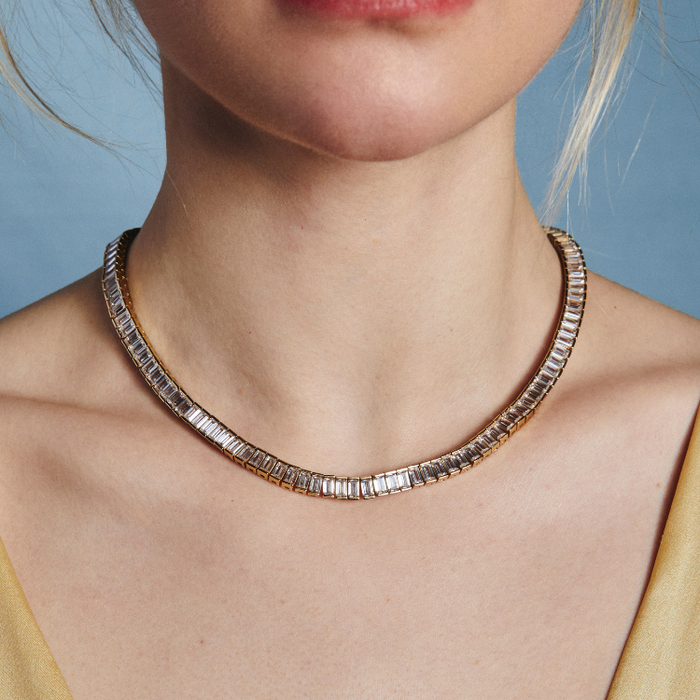 baguette tennis necklace