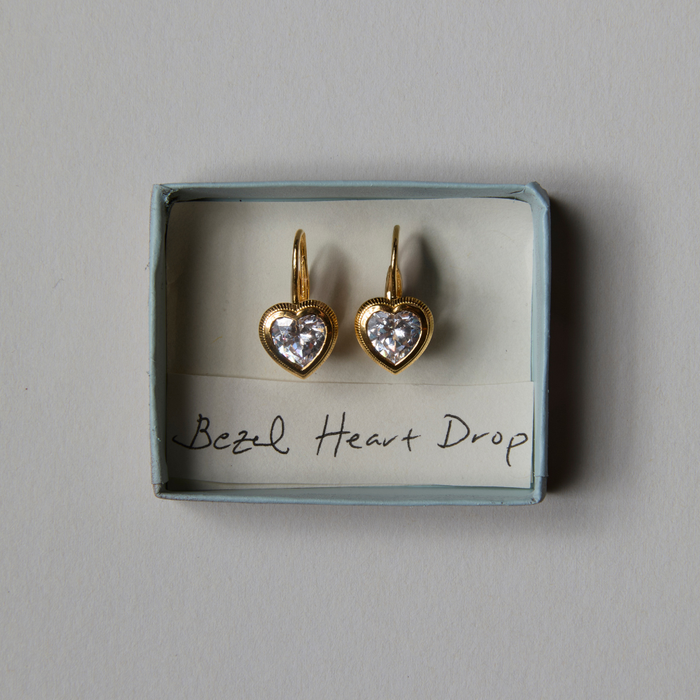 Bezel Heart Drop Earrings