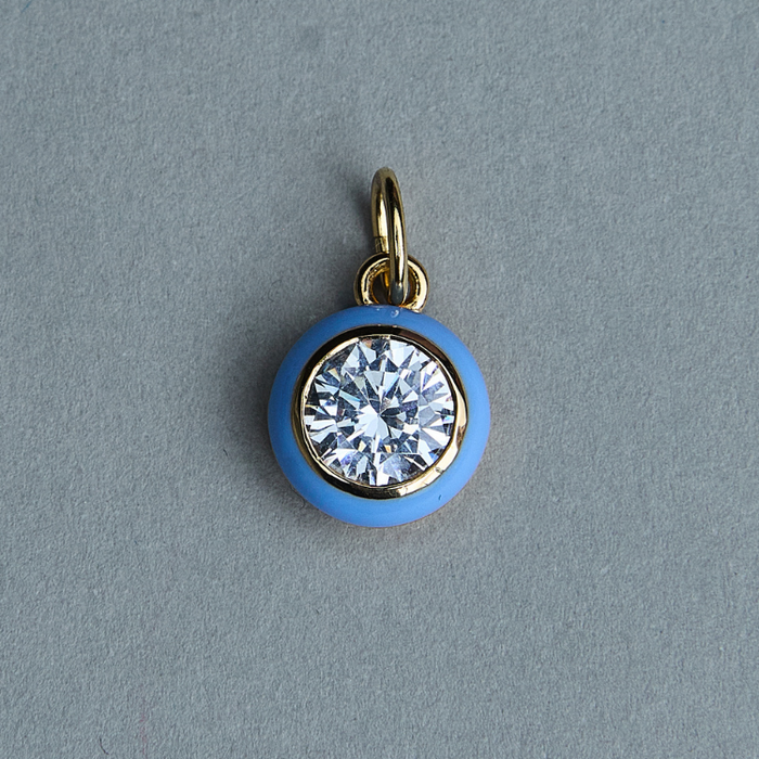 Blue Enamel Bezel Charm
