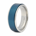 The Sky Blue Center Stainless Steel Wedding Band 8mm