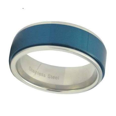 Blue Stainless Steel Spinner Ring - 8mm