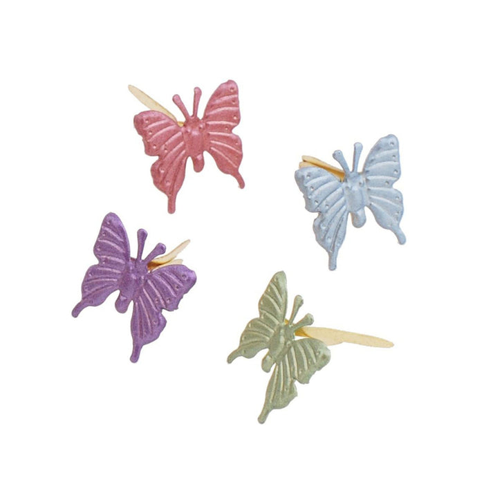 Butterfly Embellishments | Butterfly Brads | Metal Paper Fasteners - Pearl Butterfly - Assorted Colors - 25 Pieces/Pkg. (nmci90699)