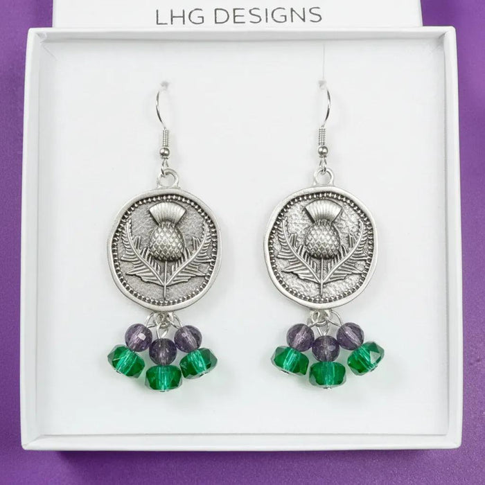 Caledonia Thistle Statement Earrings- Silver plated Scottish gift