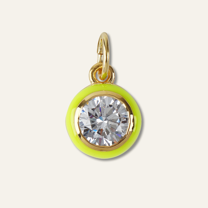 Chartreuse Enamel Bezel Charm