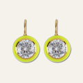 Chartreuse Enamel Bezel Drop Earring