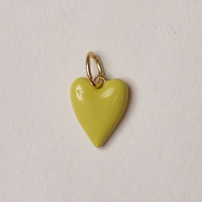 Chartreuse Enamel Heart Charm