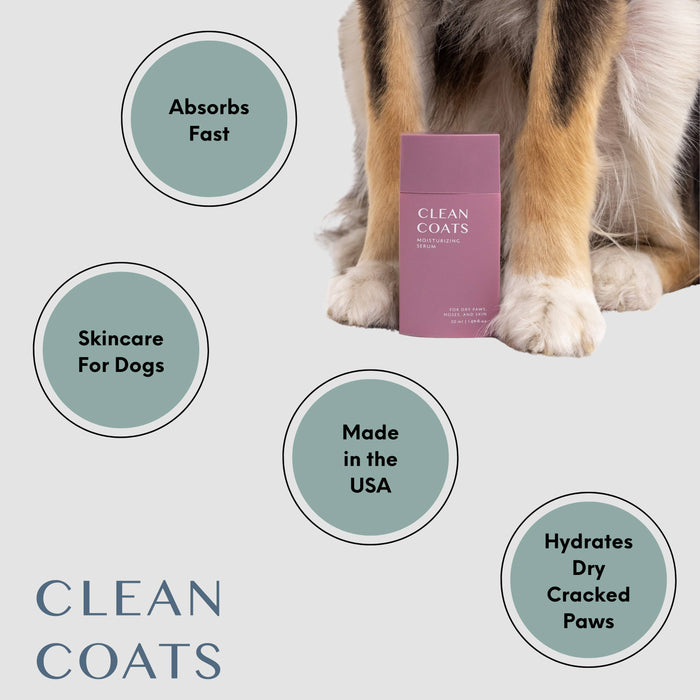Clean Coats - Dog Moisturizing Serum for Paws & Noses - Fast Absorbing