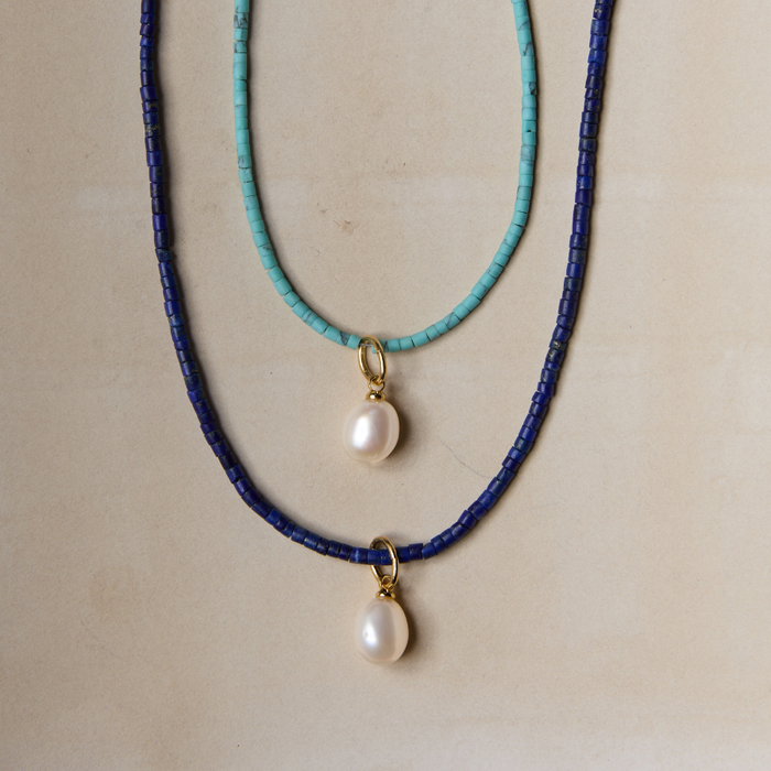 Cloud Pearl on Teeny Gemstone Necklaces