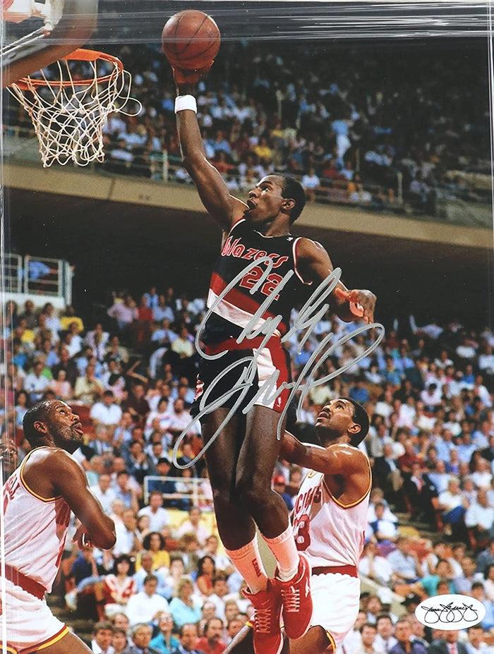 Clyde Drexler Portland Trail Blazers Signed Autographed 22" x 14" Framed Photo