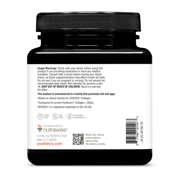 CC.00106 Youtheory Concentrated Effect Collagen with Verisol 75 Tablets Product Image - Back