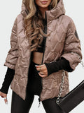 Cotton Jacket with Hood and Long Sleeves in Quilted Design