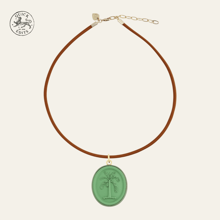 rotating colored cords and pedal necklace with cameo charms
