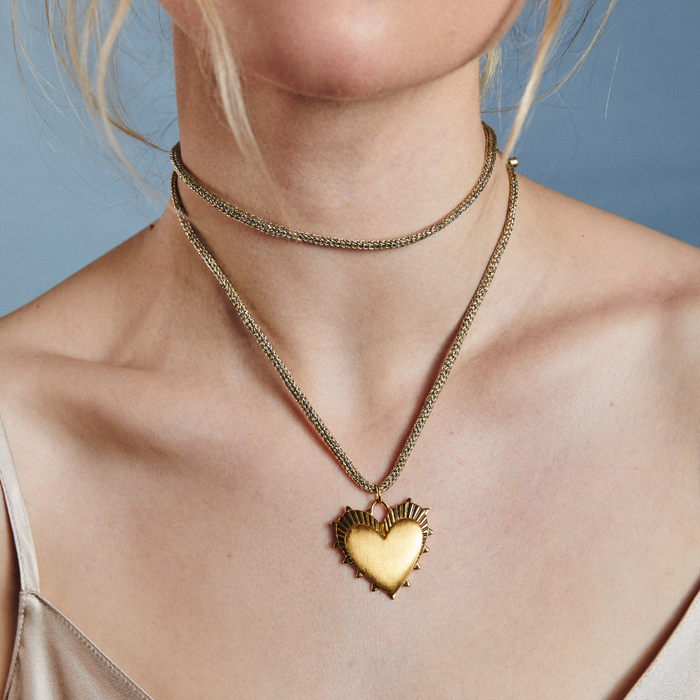 Gold Lurex Necklace Cord with Heart of Gold