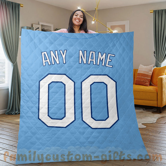 Custom Premium Quilt Blanket Kansas City Jersey Baseball Personalized Quilt Gifts for Her & Him
