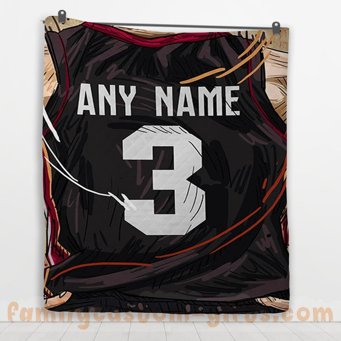 Custom Premium Quilt Blanket Miami Jersey Basketball Personalized Quilt Gifts for Her & Him