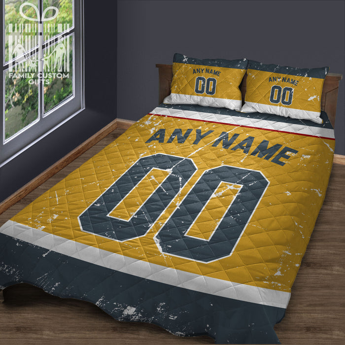 Custom Quilt Sets Vegas Jersey Personalized Ice hockey Premium Quilt Bedding for Men Women