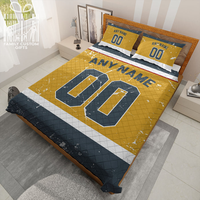 Custom Quilt Sets Vegas Jersey Personalized Ice hockey Premium Quilt Bedding for Men Women