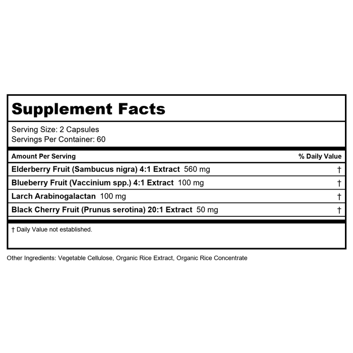 D'Adamo Proberry Caps 120 Vcaps - Supplement Facts panel