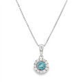 December Birthstone Pendant: Sterling Silver Swiss Blue Topaz Halo Pendant Necklace