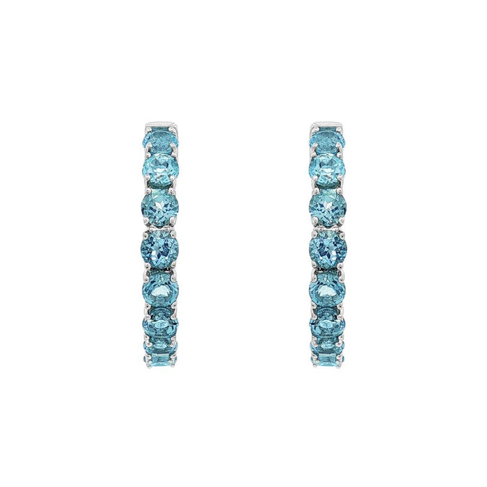 December Birthstone Sterling Silver Blue Topaz Inside Out Earrings