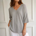 Elowyn – Soft V-Neck Knit Tunic Top for Women, Loose Drape