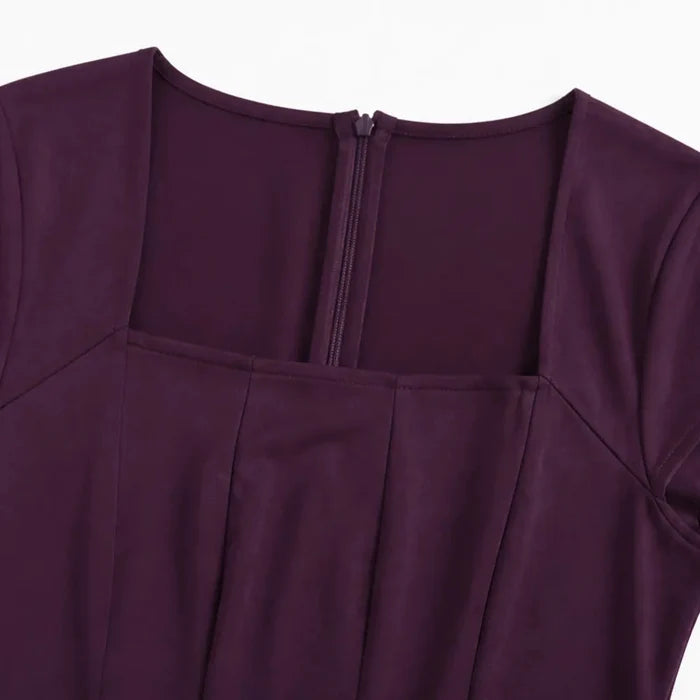 Elowyn – Square Neck A-Line Midi Dress with Sculpted Waist