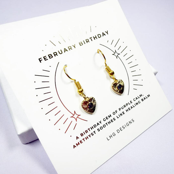 February Birthstone Amethyst Earrings