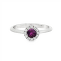 February Birthstone Ring: Sterling Silver Amethyst Halo Ring