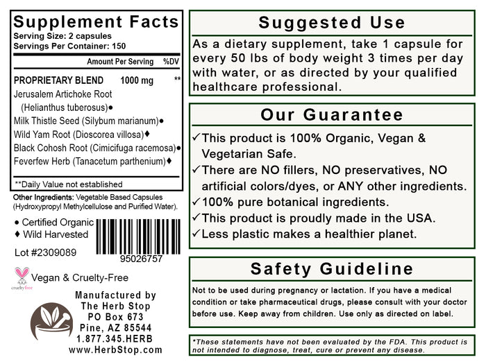 Feminine Balance Capsules Label -Back