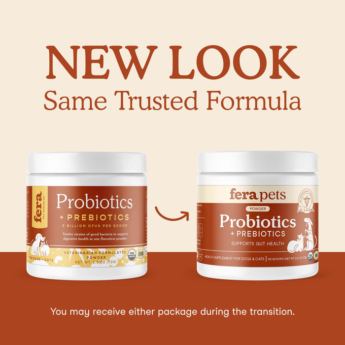 Fera Pet USDA Organic Probiotics with Prebiotics For Cats + Dogs