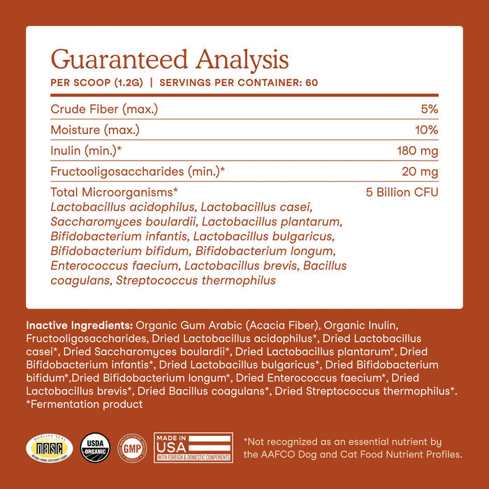 Fera Pet USDA Organic Probiotics with Prebiotics For Cats + Dogs