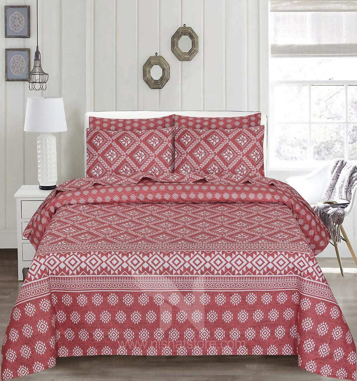 Floral Reversible Cotton Quilt Cover 6 Pcs Design 203 - Nishat Creative Store