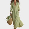Flowy Button-Front Shirt Maxi Dress