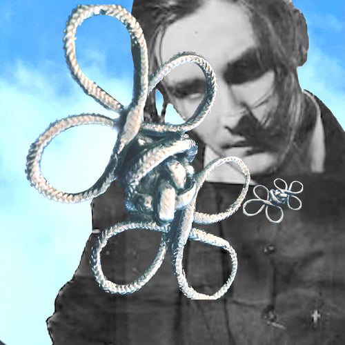 Featured in Avril Lavigne's "I Fell in Love with the Devil" video, consider this timeless piece in lieu of a tie./ From a more genteel time. Sterling Silvr "Frog" Braided Toggle Brooch. Approximately 2-3/4" x 1-5/8" Hand made in America with a story of my own. Hand-signed.