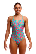 Funkita Ladies Diamond Back One Piece - Planted Pink