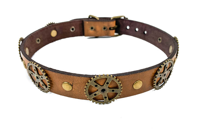 Geared Up Steampunk Gear Leather Choker