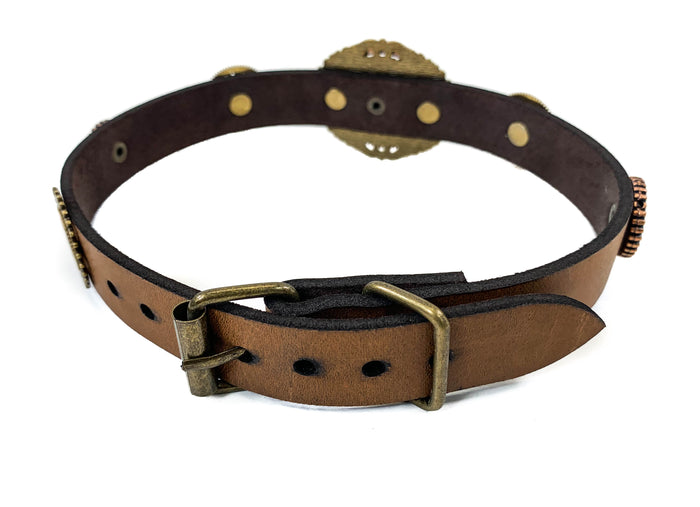 Geared Up Steampunk Gear Leather Choker