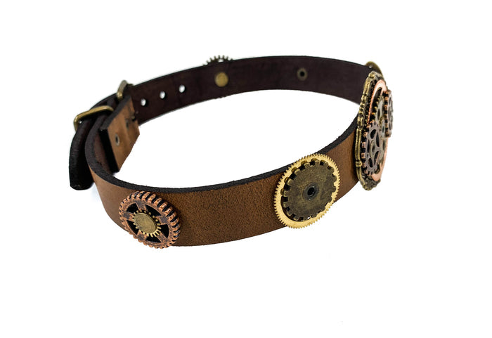 Geared Up Steampunk Gear Leather Choker