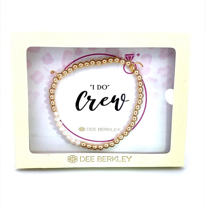 Gold Filled Bead With Pearl Bar In "I Do Crew" Cream Gift Box