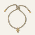 Gold Lurex Bracelet Cord with Gold Heart Charm
