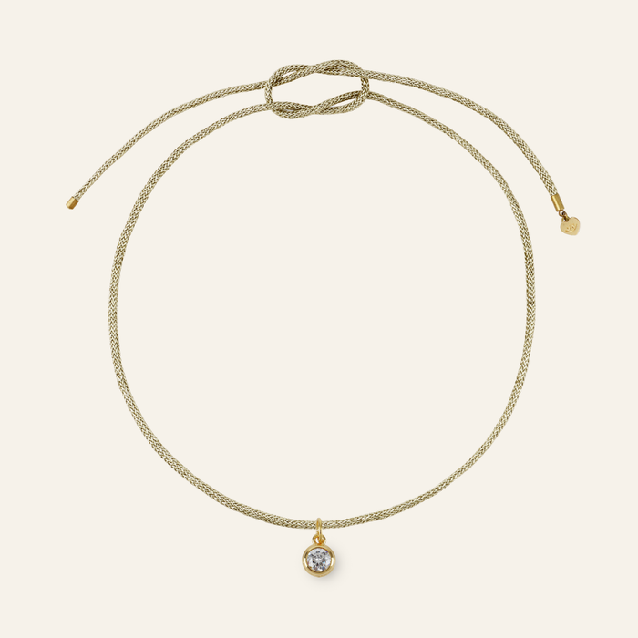 Gold Lurex Necklace Cord with Bezel Charm