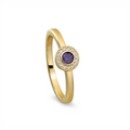 Gold Vermeil February Birthstone Round Simulated Amethyst Halo Ring