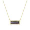 Gold Vermeil February Birthstone Simulated Amethyst Bar Pendant