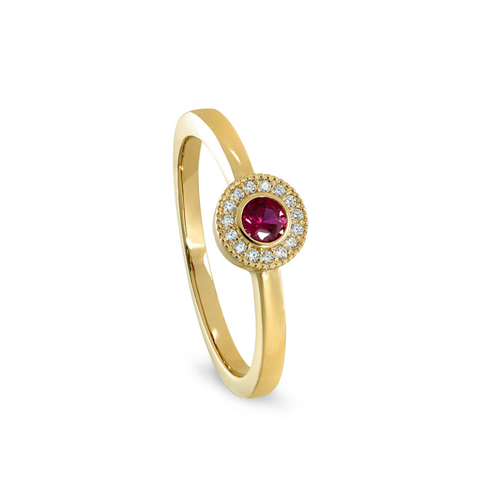 Gold Vermeil July Birthstone Simulated Ruby Classic Ring