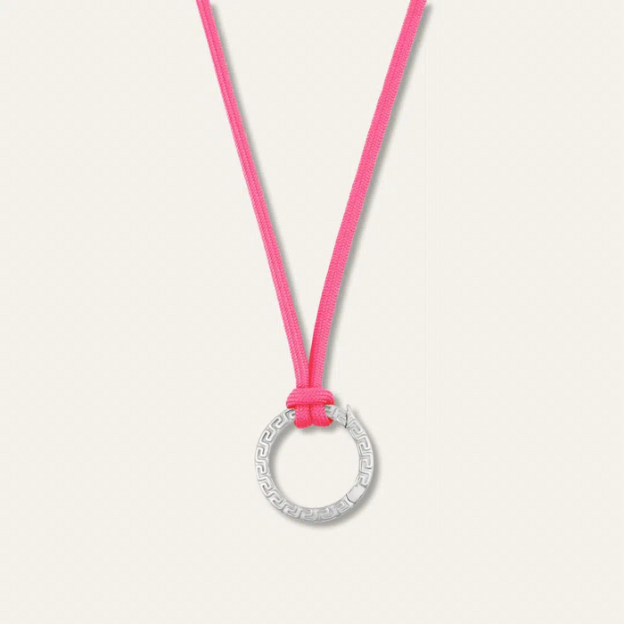 Greek Key Clip with Hot Pink Necklace Cord