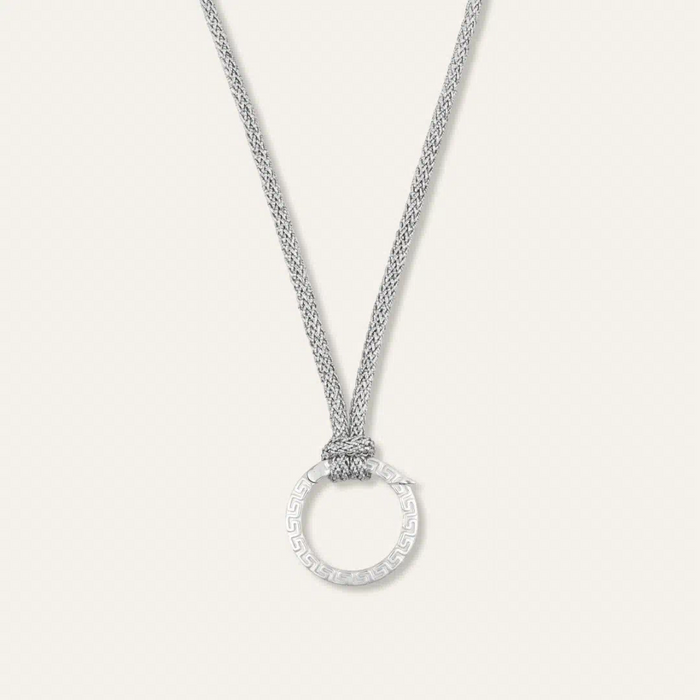 Greek Key Clip with Silver Lurex Necklace Cord