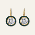 Green Enamel Bezel Drop Earring