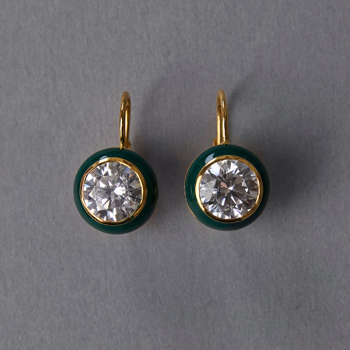 Green Enamel Earrings
