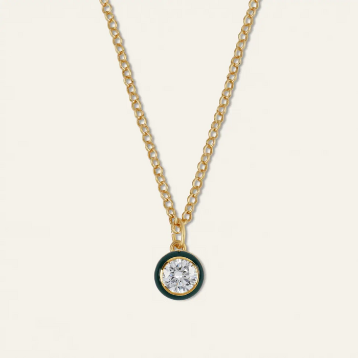 Forest Green Enamel Bezel Necklace