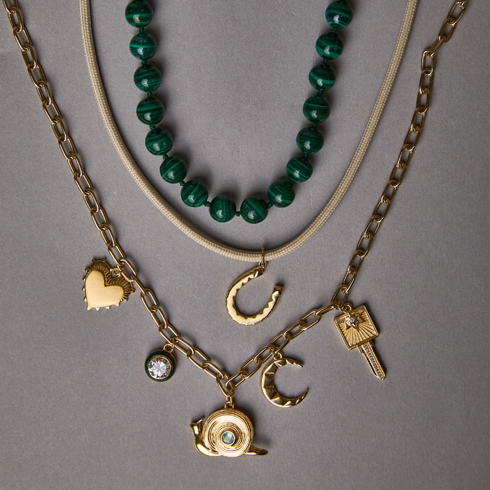 Green Enamel Bezel Necklace